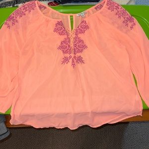 American Eagle see through hot pink long sleeve